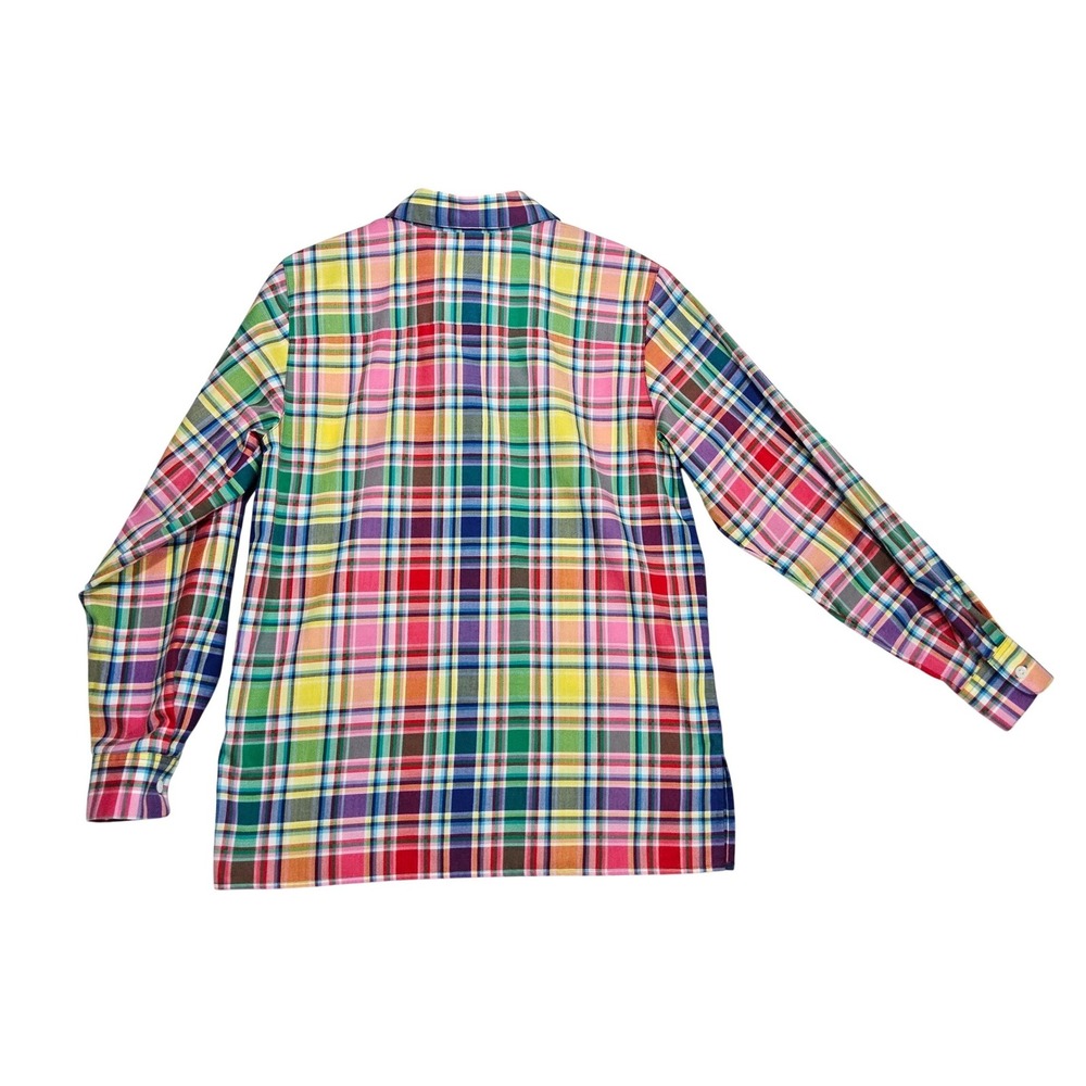 Foxcroft Womens Blouse 4P XS Button Up Shirt Plaid Wrinkle Free Yellow Pink Blue - Picture 5 of 8